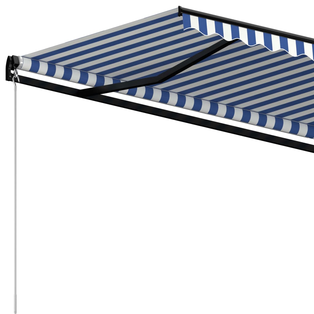 Manuaalisesti sisäänkelattava markiisi 400x350 cm sinivalkoinen - Sisustajankoti.fi