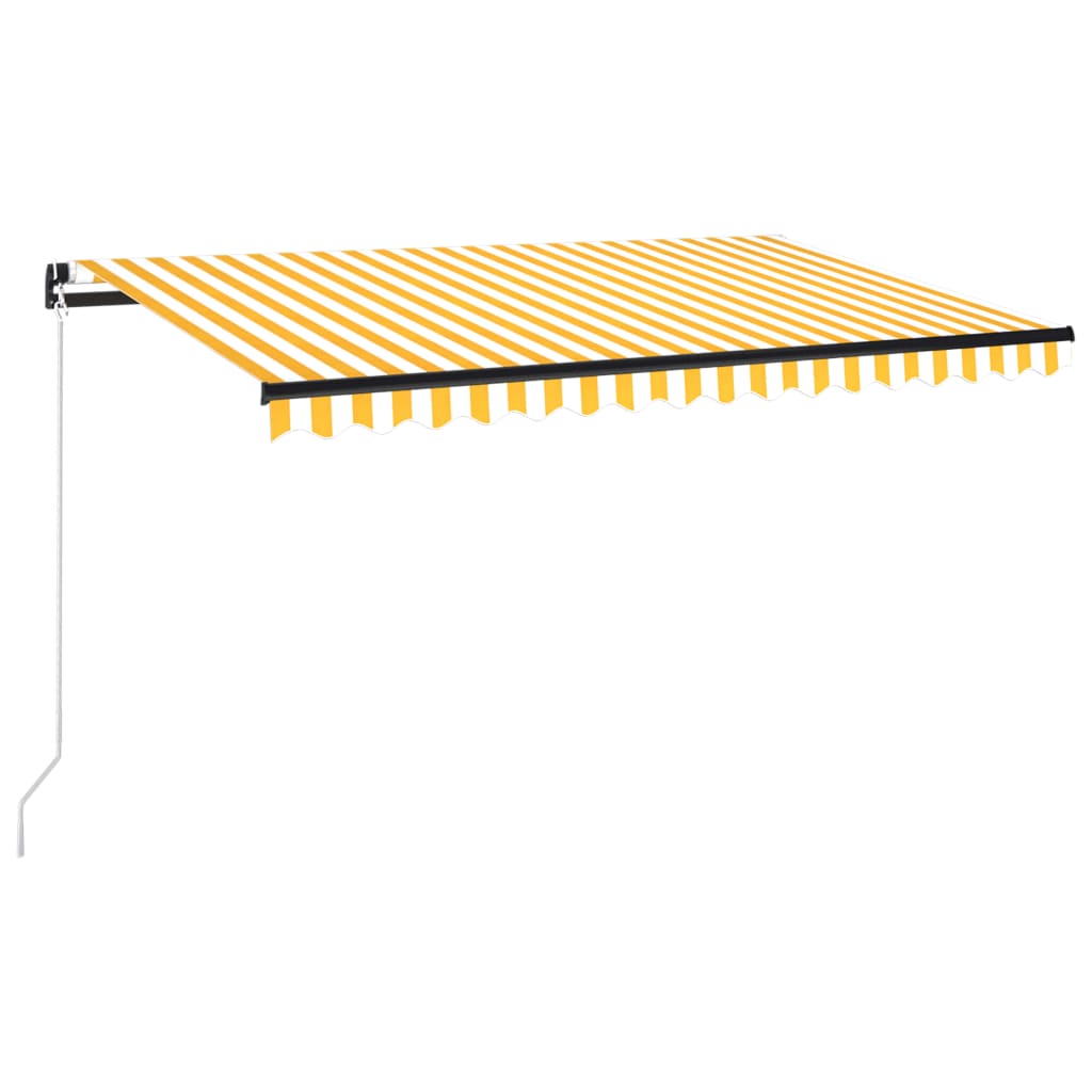 Manuaalisesti sisäänkelattava markiisi 400x350cm keltavalkoinen - Sisustajankoti.fi
