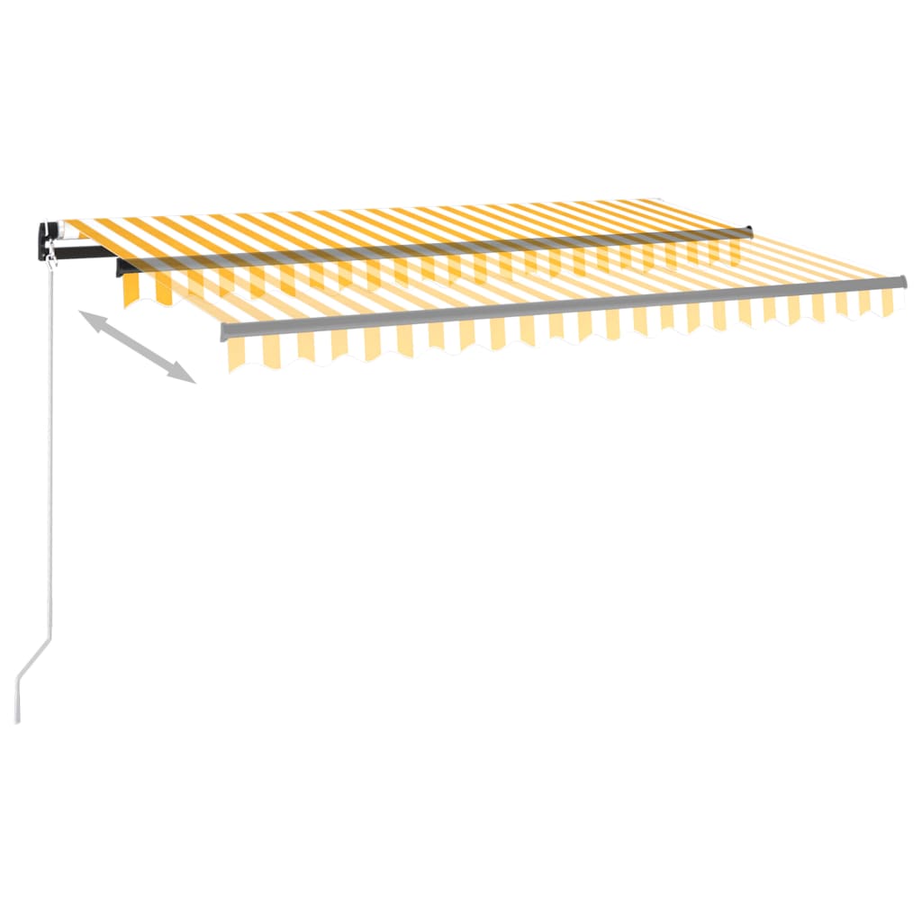 Manuaalisesti sisäänkelattava markiisi 400x350cm keltavalkoinen - Sisustajankoti.fi