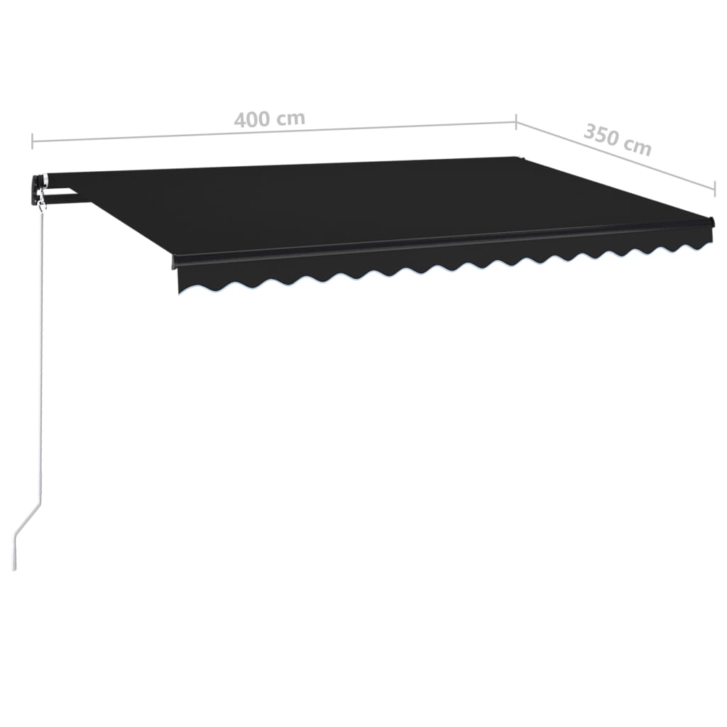 Manuaalisesti sisäänkelattava markiisi 400x350 cm antrasiitti - Sisustajankoti.fi