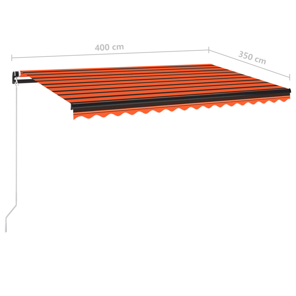 Manuaalisesti sisäänkelattava markiisi 400x350cm oranssi/ruskea - Sisustajankoti.fi
