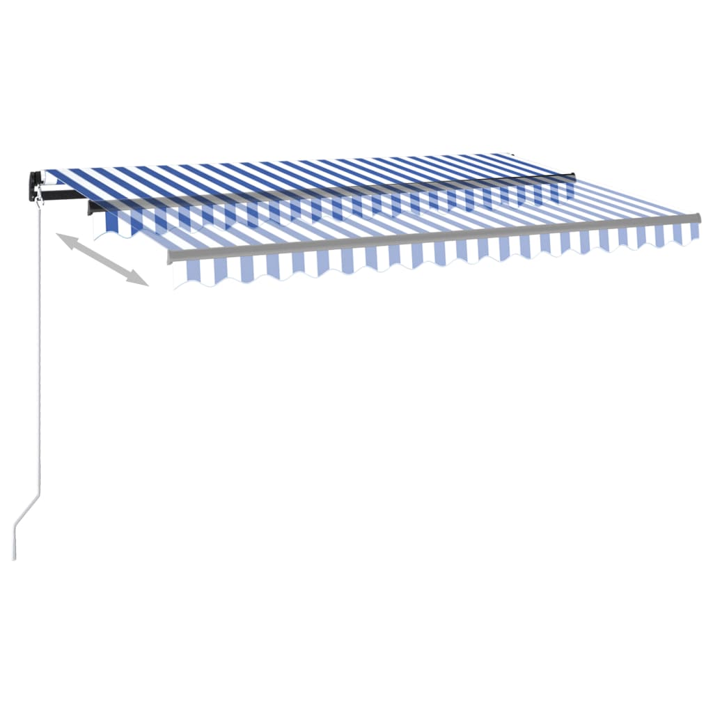 Automaattisesti sisäänkelattava markiisi 450x350cm sinivalk. - Sisustajankoti.fi