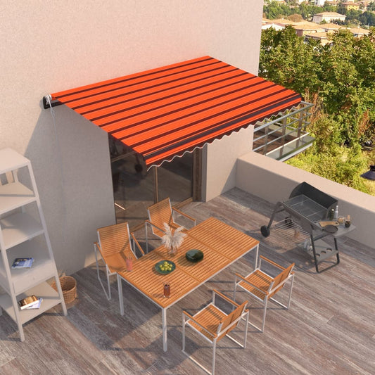 Automaattisesti sisäänkelattava markiisi 450x350cm oranssirusk. - Sisustajankoti.fi