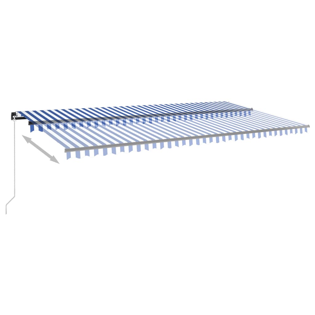 Manuaalisesti sisäänkelattava markiisi 600x350 cm sinivalkoinen - Sisustajankoti.fi