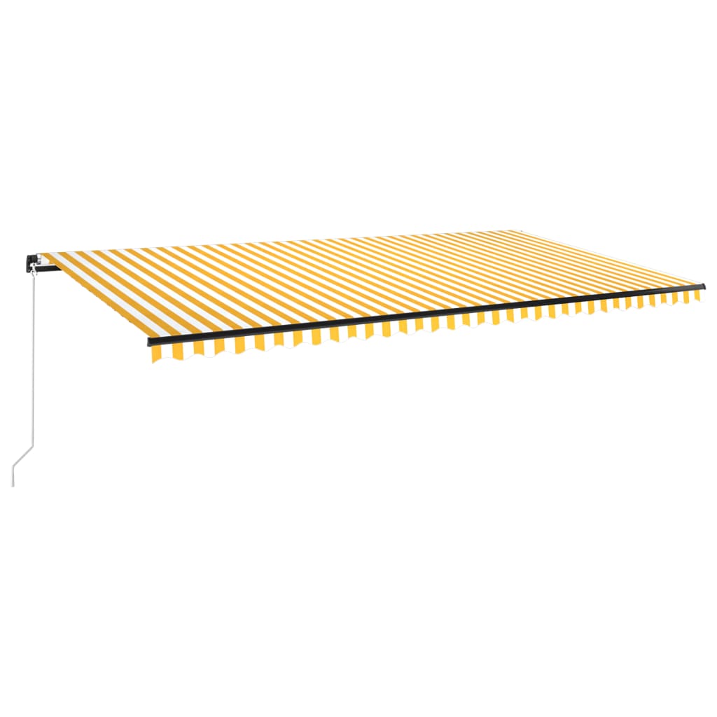 Sisäänkelattava markiisi LEDillä 600x350 cm keltavalkoinen - Sisustajankoti.fi