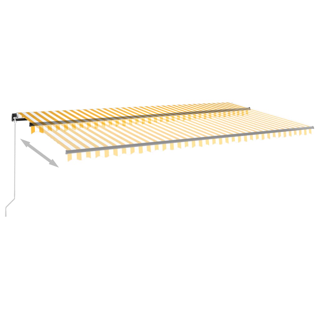 Sisäänkelattava markiisi LEDillä 600x350 cm keltavalkoinen - Sisustajankoti.fi