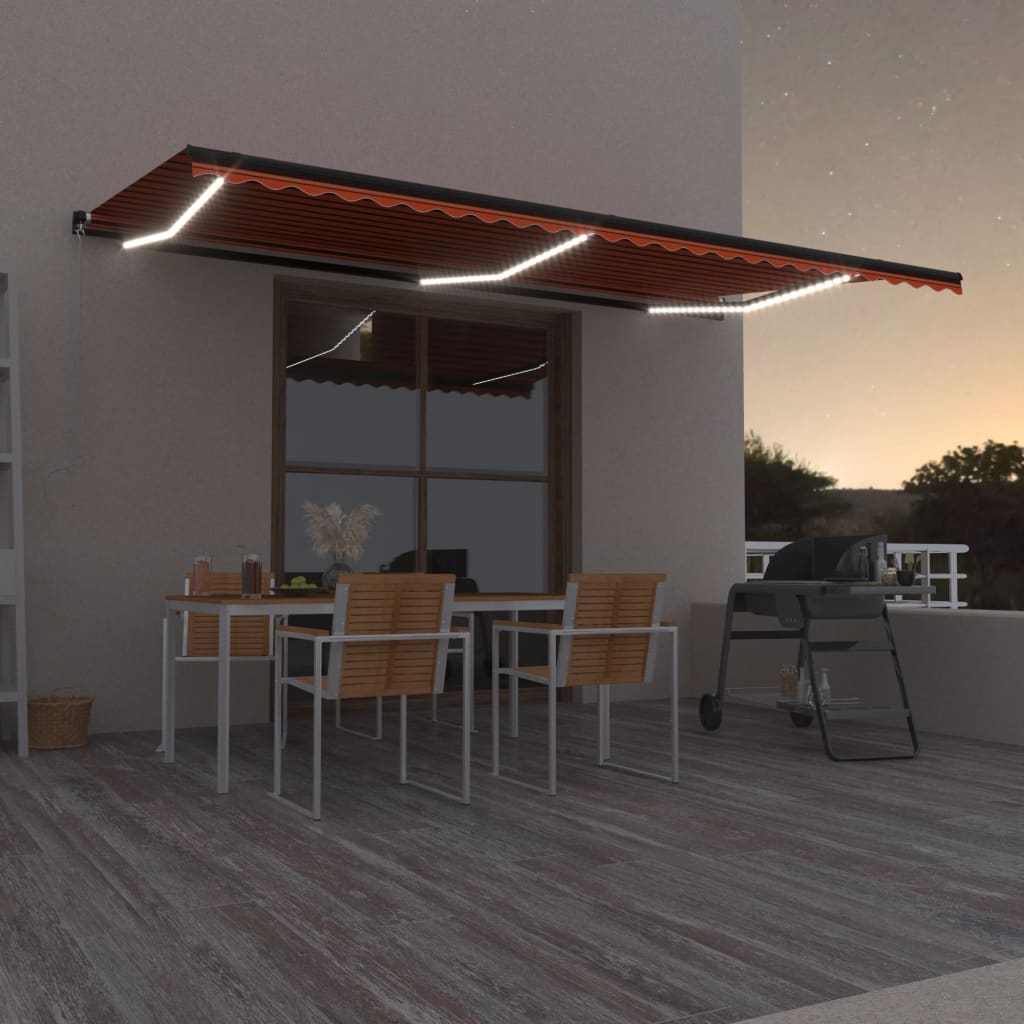 Sisäänkelattava markiisi LED-valo 600x350 cm orans./rusk. - Sisustajankoti.fi