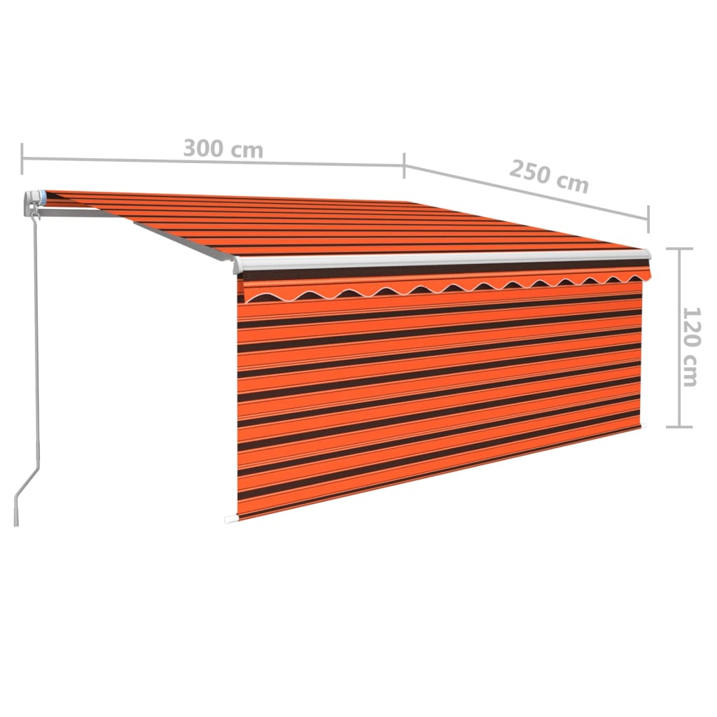 Manuaalisesti kelattava markiisi verhoilla 3x2,5m oranssiruskea - Sisustajankoti.fi