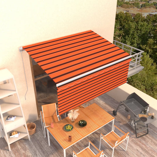 Manuaalisesti kelattava markiisi verhoilla 3x2,5m oranssiruskea - Sisustajankoti.fi