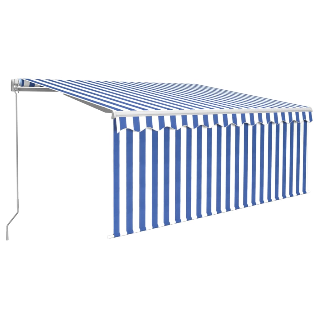 Manuaalisesti kelattava markiisi verho/LED 3x2,5m sinivalkoinen - Sisustajankoti.fi