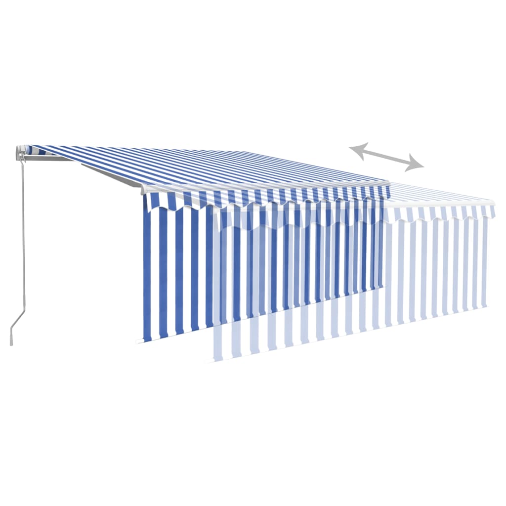 Manuaalisesti kelattava markiisi verho/LED 3x2,5m sinivalkoinen - Sisustajankoti.fi