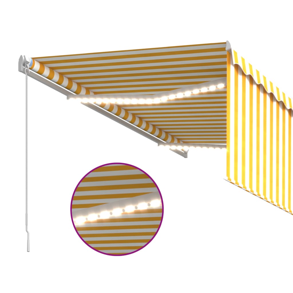 Manuaalisesti kelattava markiisi verho/LED 3x2,5 m keltavalk. - Sisustajankoti.fi