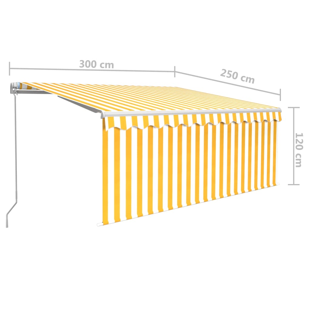 Manuaalisesti kelattava markiisi verho/LED 3x2,5 m keltavalk. - Sisustajankoti.fi