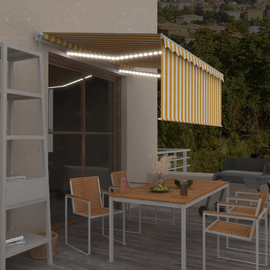 Manuaalisesti kelattava markiisi verho/LED 3x2,5 m keltavalk. - Sisustajankoti.fi
