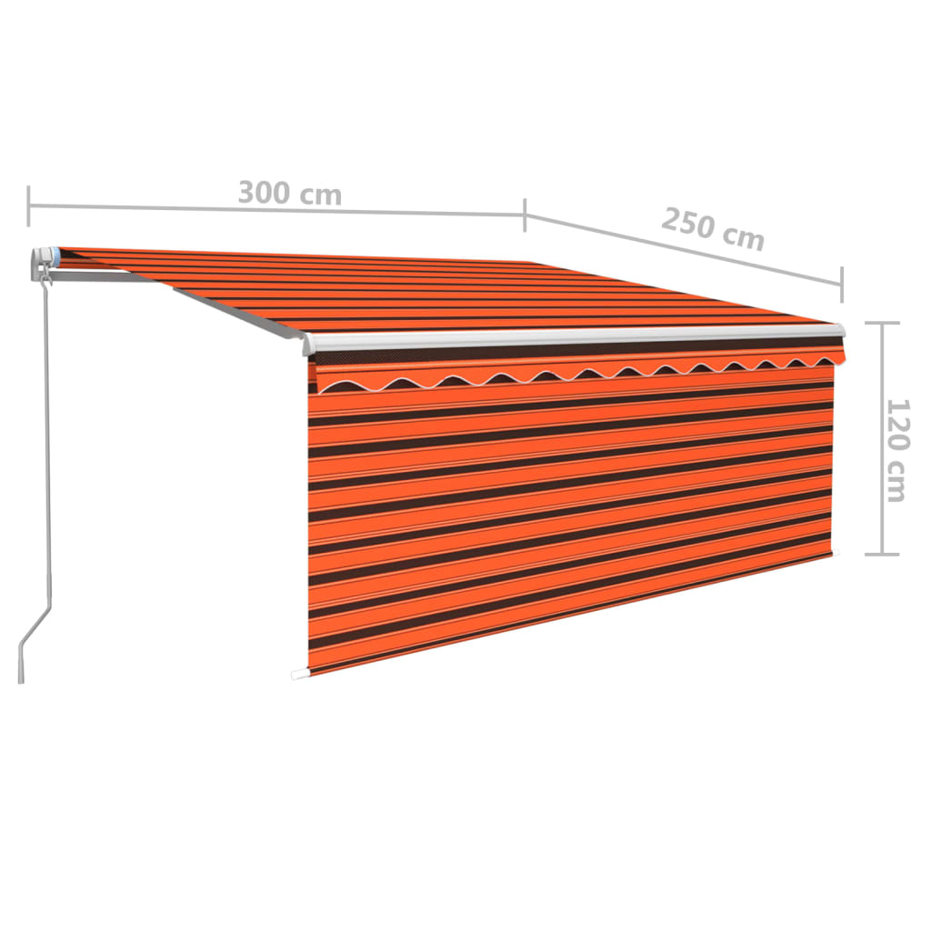 Manuaalisesti kelattava markiisi verho/LED 3x2,5m oranssiruskea - Sisustajankoti.fi