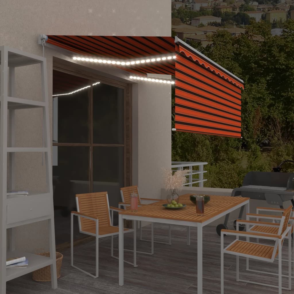 Manuaalisesti kelattava markiisi verho/LED 3x2,5m oranssiruskea - Sisustajankoti.fi
