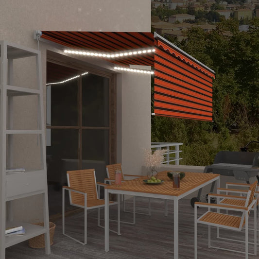Manuaalisesti kelattava markiisi verho/LED 3x2,5m oranssiruskea - Sisustajankoti.fi