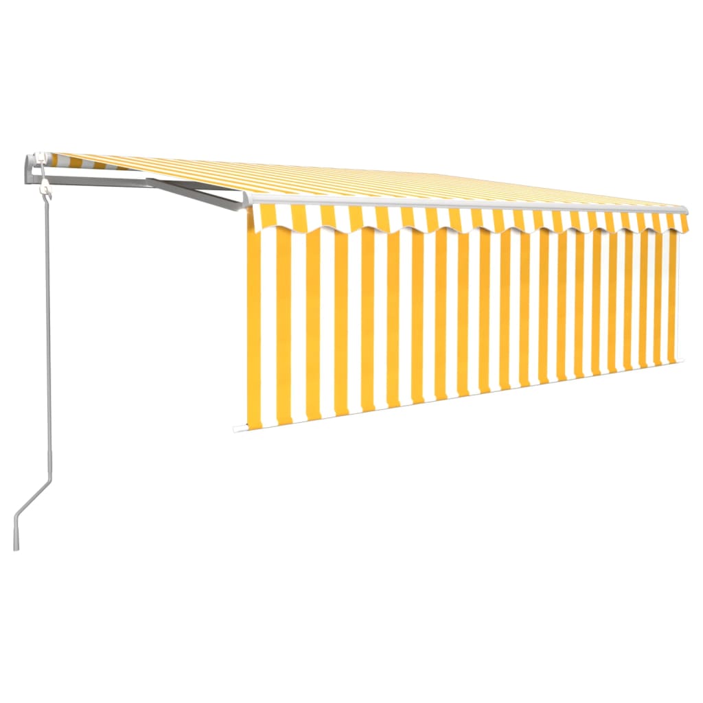 Sisäänkelattava markiisi verho/LED/tuulisens. 4x3 m keltavalk. - Sisustajankoti.fi