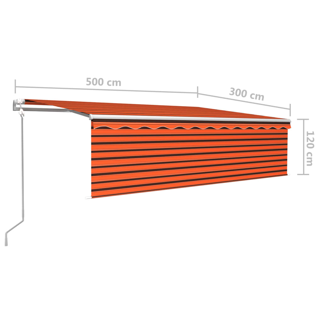 Automaattisesti kelattava markiisi verholla 5x3 m oranssiruskea - Sisustajankoti.fi