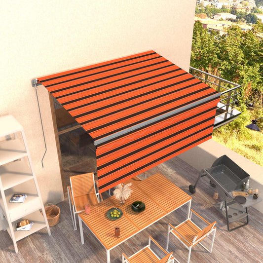 Manuaalisesti kelattava markiisi verhoilla 3x2,5m oranssiruskea - Sisustajankoti.fi