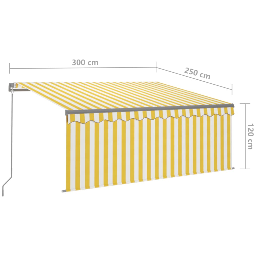 Manuaalisesti kelattava markiisi verho/LED 3x2,5 m keltavalk. - Sisustajankoti.fi