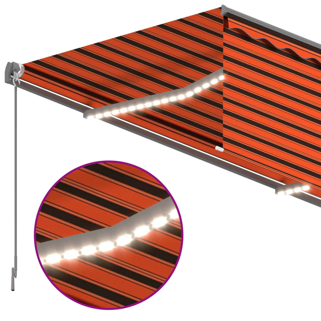 Manuaalisesti kelattava markiisi verho/LED 3x2,5m oranssiruskea - Sisustajankoti.fi