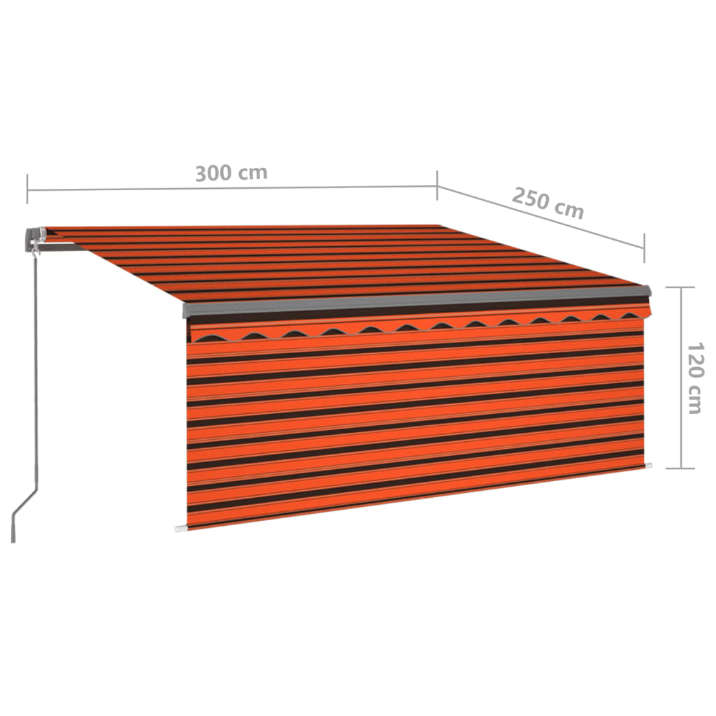 Manuaalisesti kelattava markiisi verho/LED 3x2,5m oranssiruskea - Sisustajankoti.fi