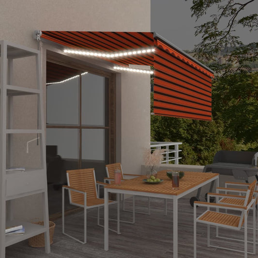 Manuaalisesti kelattava markiisi verho/LED 3x2,5m oranssiruskea - Sisustajankoti.fi