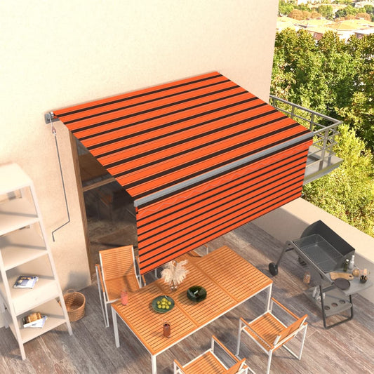 Automaattisesti kelattava markiisi verhoilla 3x2,5m oranssirusk - Sisustajankoti.fi