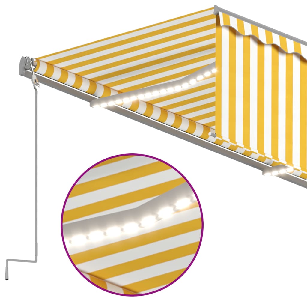 Sisäänkelattava markiisi verho/LED/tuulisens 3x2,5 m keltavalk. - Sisustajankoti.fi