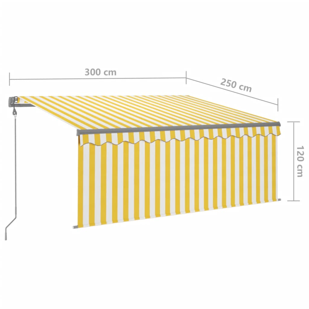 Sisäänkelattava markiisi verho/LED/tuulisens 3x2,5 m keltavalk. - Sisustajankoti.fi