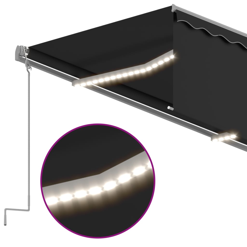 Sisäänkelattava markiisi verho/LED/tuulisens 3x2,5m antrasiitti - Sisustajankoti.fi