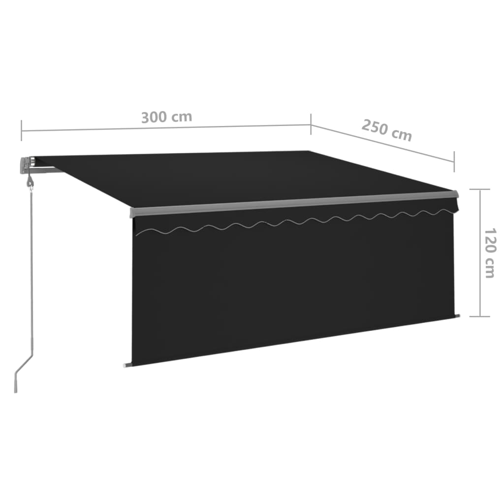 Sisäänkelattava markiisi verho/LED/tuulisens 3x2,5m antrasiitti - Sisustajankoti.fi