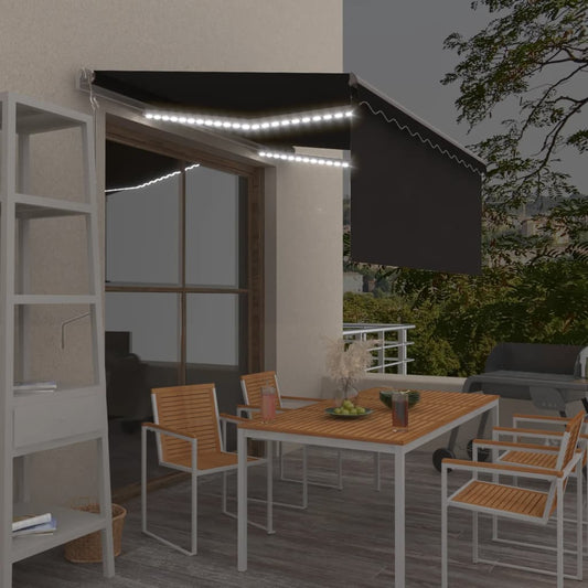 Sisäänkelattava markiisi verho/LED/tuulisens 3x2,5m antrasiitti - Sisustajankoti.fi