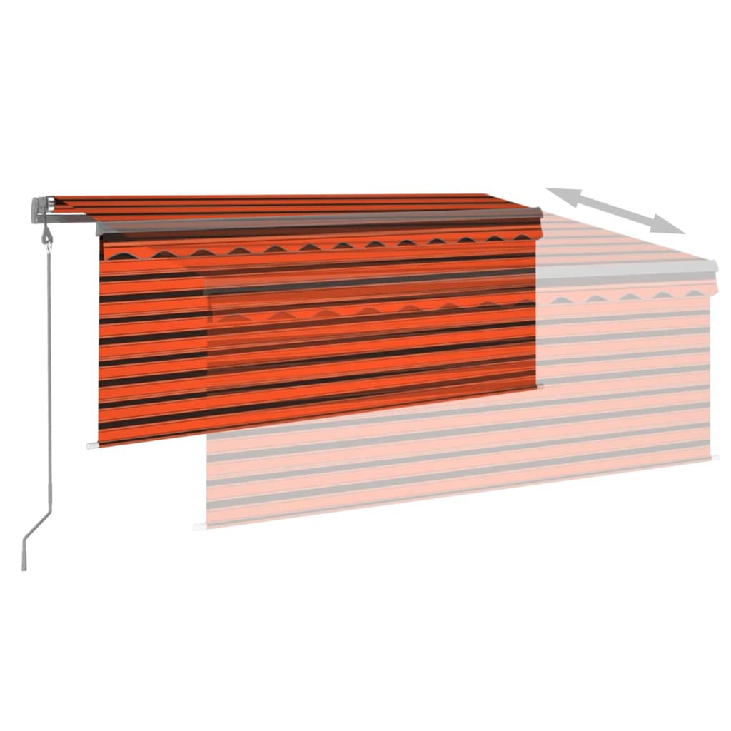 Sisäänkelattava markiisi verho/LED/tuulisens 3x2,5m oranssirusk - Sisustajankoti.fi