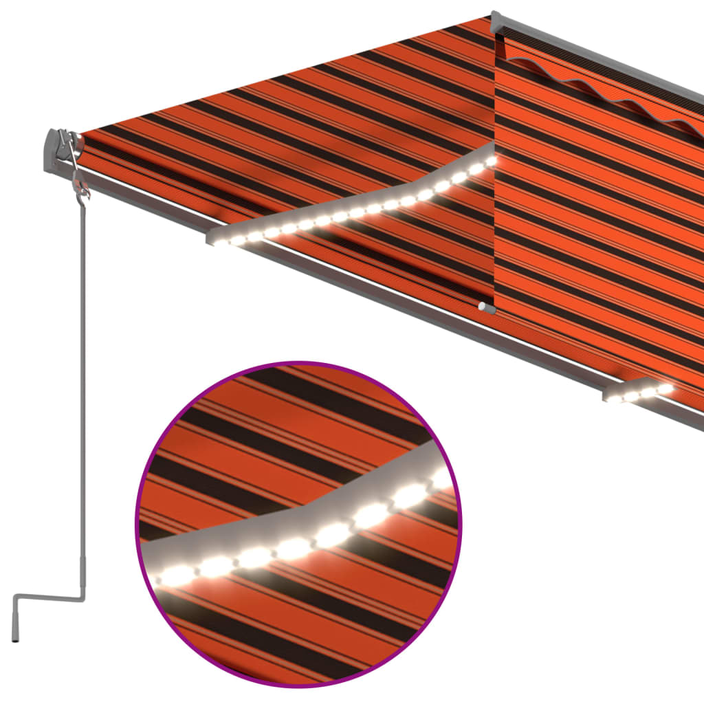 Sisäänkelattava markiisi verho/LED/tuulisens 3x2,5m oranssirusk - Sisustajankoti.fi