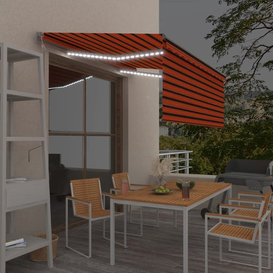 Sisäänkelattava markiisi verho/LED/tuulisens 3x2,5m oranssirusk - Sisustajankoti.fi
