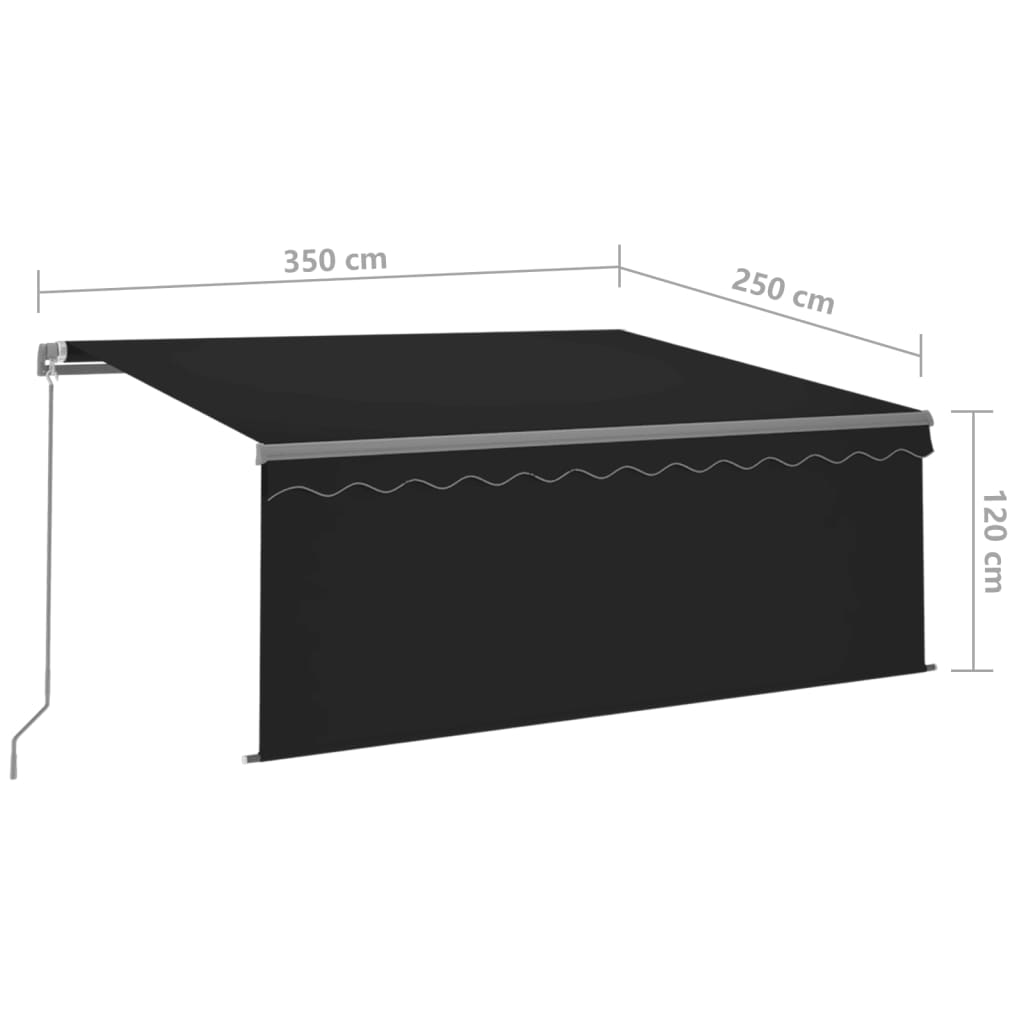Manuaalisesti kelattava markiisi verho/LED 3,5x2,5m antrasiitti - Sisustajankoti.fi