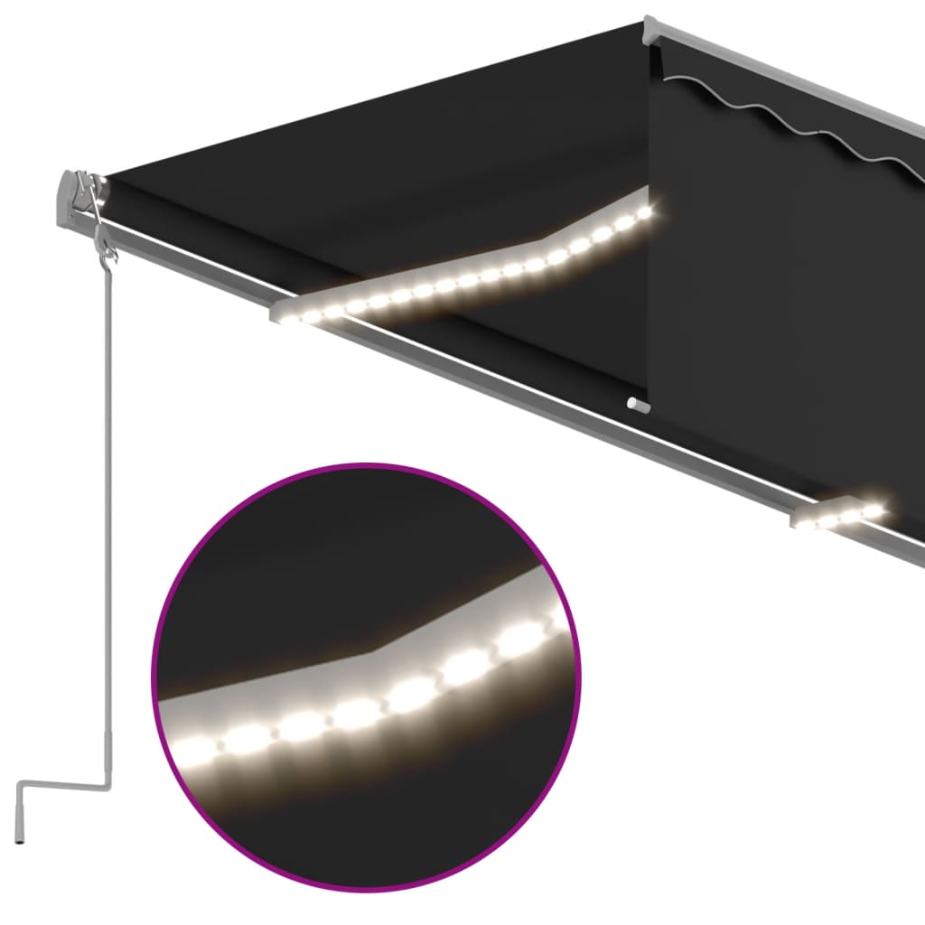 Automaattimarkiisi verho/LED/tuulisensori 3,5x2,5 m antrasiitti - Sisustajankoti.fi