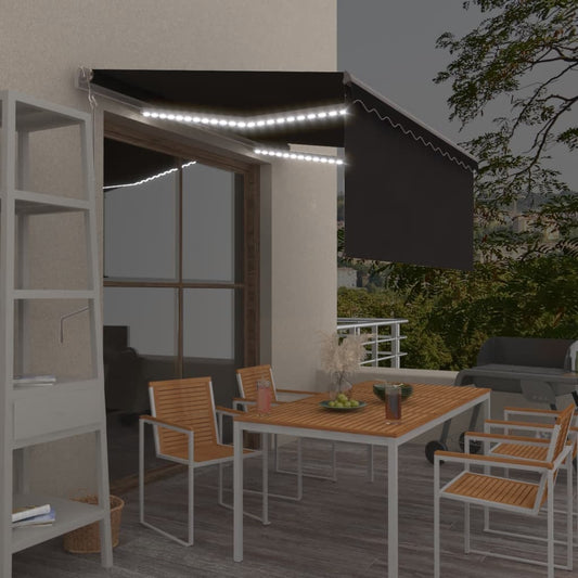 Automaattimarkiisi verho/LED/tuulisensori 3,5x2,5 m antrasiitti - Sisustajankoti.fi