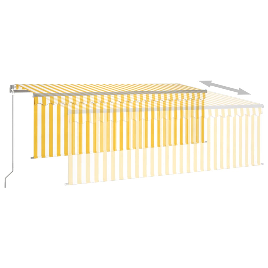 Manuaalisesti kelattava markiisi verho/LED 4,5x3 m keltavalk. - Sisustajankoti.fi