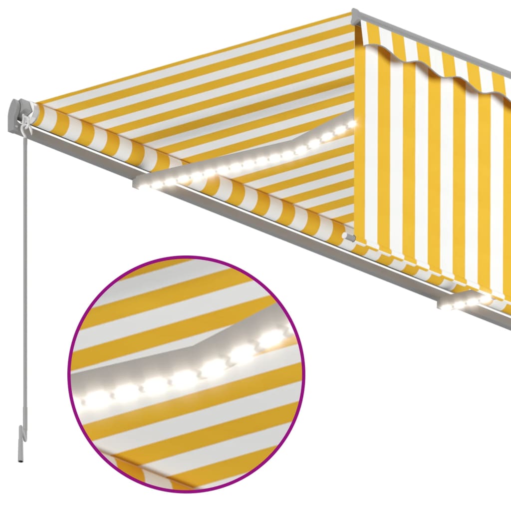 Manuaalisesti kelattava markiisi verho/LED 4,5x3 m keltavalk. - Sisustajankoti.fi