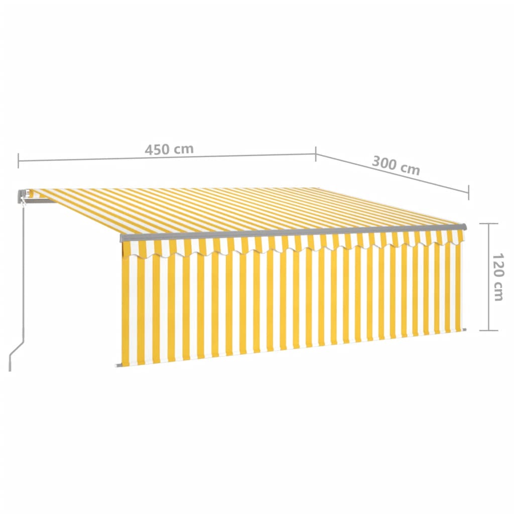 Manuaalisesti kelattava markiisi verho/LED 4,5x3 m keltavalk. - Sisustajankoti.fi