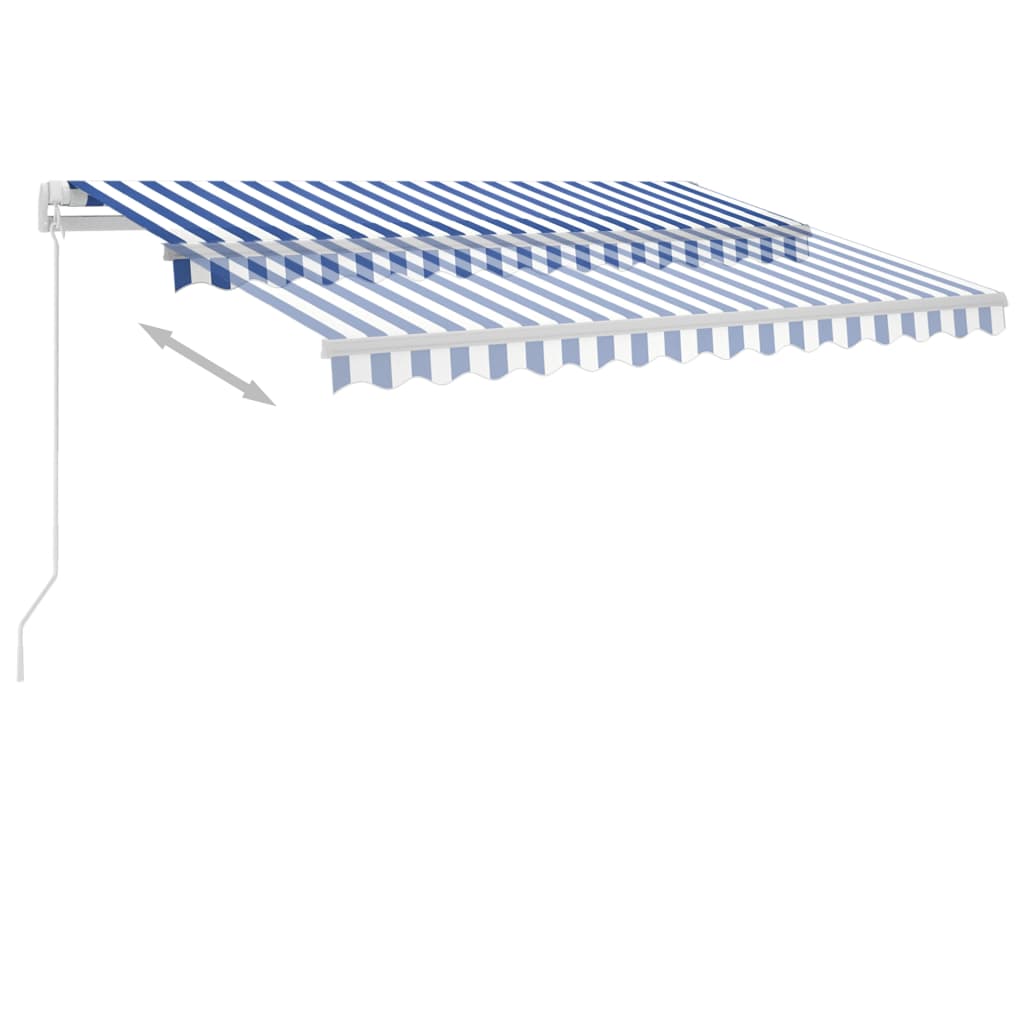 Sisäänkelattava markiisi LEDillä 300x250cm sininen ja valkoinen - Sisustajankoti.fi