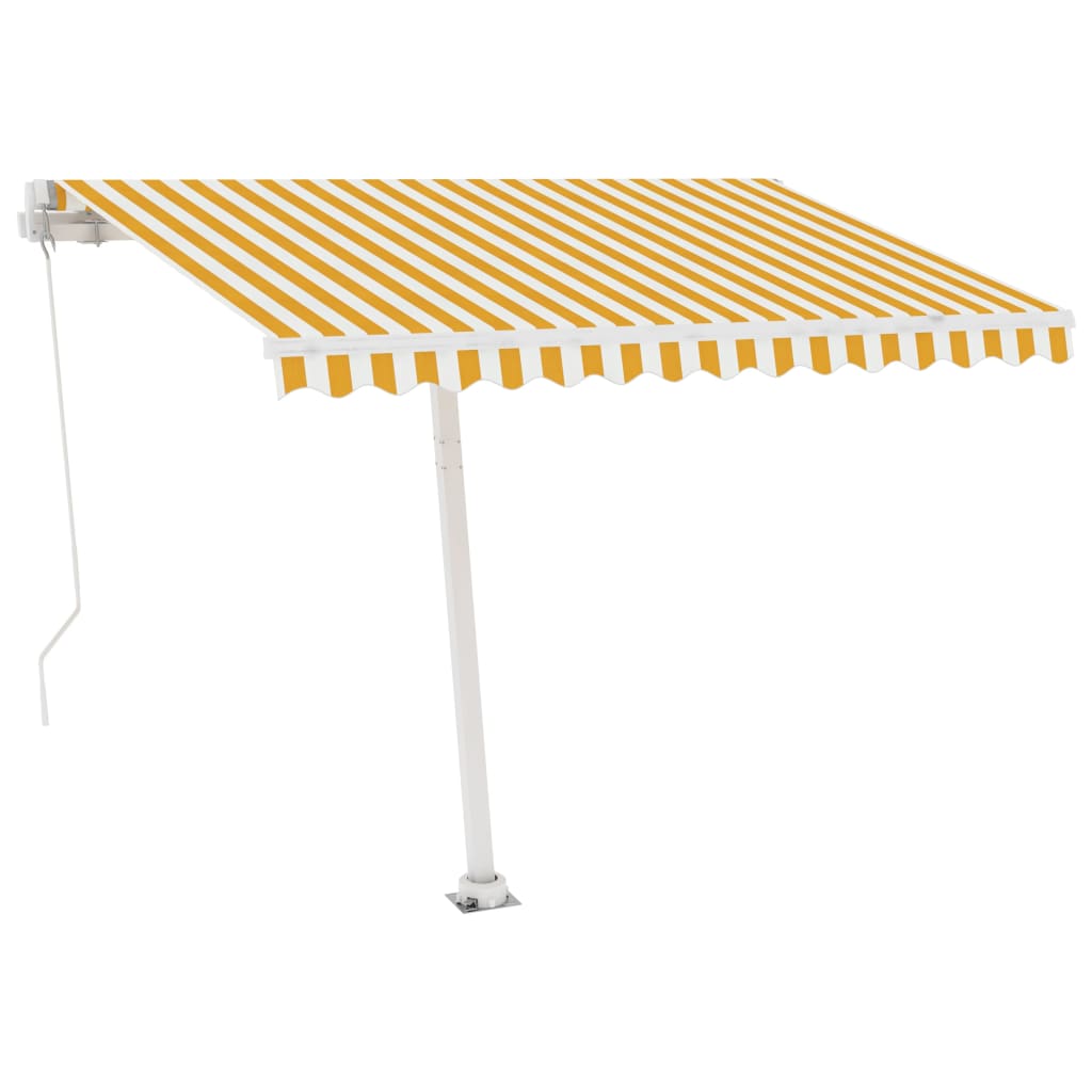 Sisäänkelattava markiisi LEDillä 300x250cm keltavalkoinen - Sisustajankoti.fi