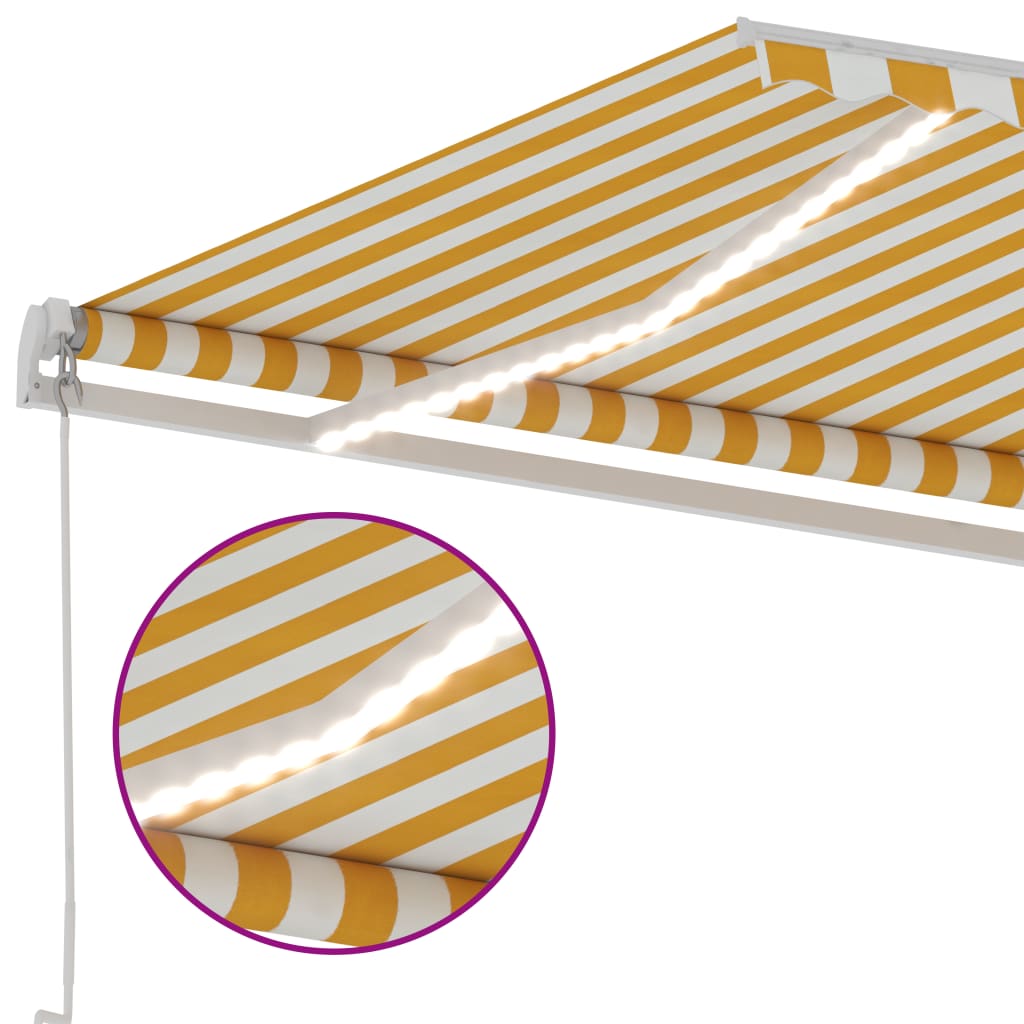 Sisäänkelattava markiisi LEDillä 300x250cm keltavalkoinen - Sisustajankoti.fi