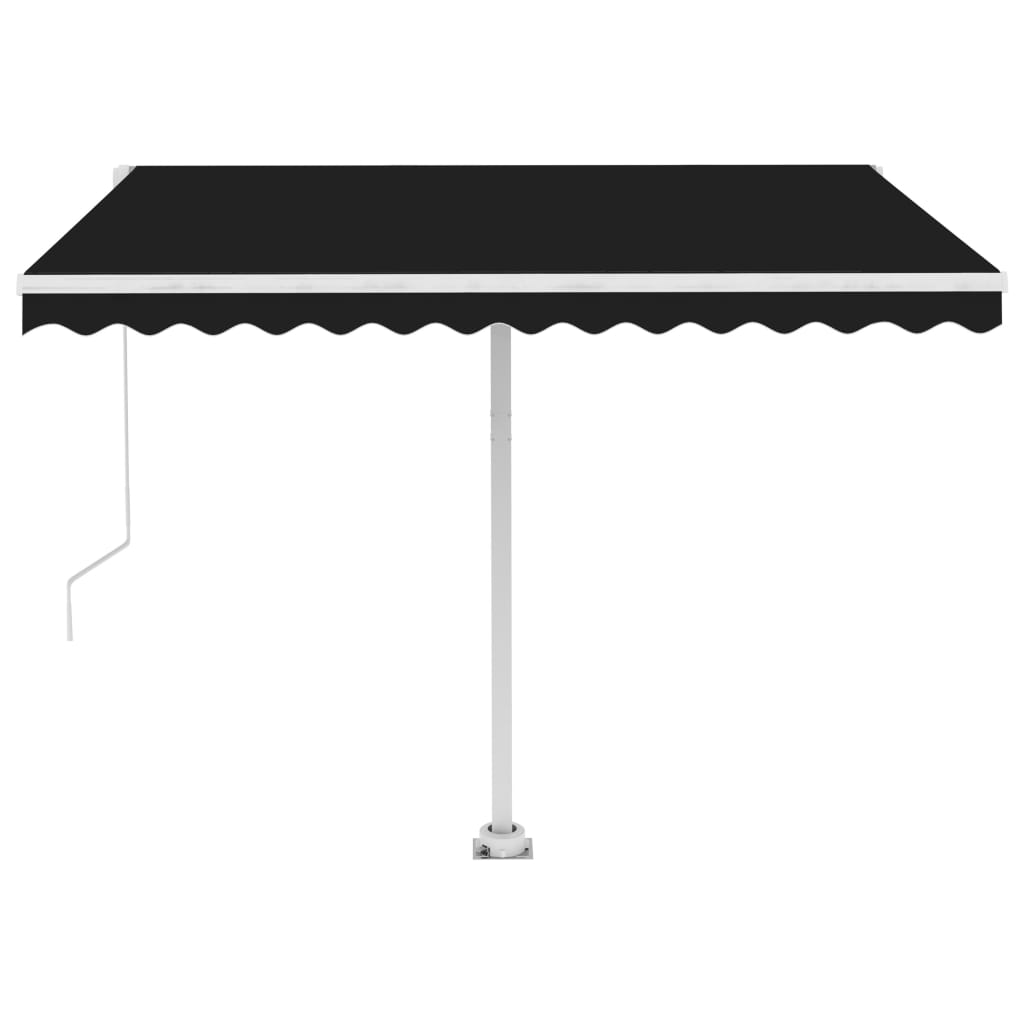 Manuaalisesti kelattava markiisi LEDillä 300x250 cm antrasiitti - Sisustajankoti.fi