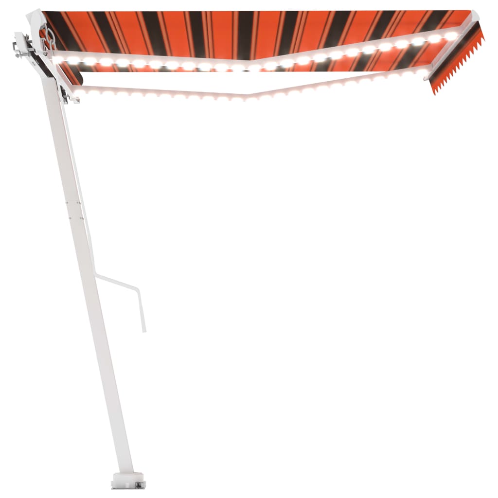 Sisäänkelattava markiisi LEDillä 300x250 cm oranssiruskea - Sisustajankoti.fi