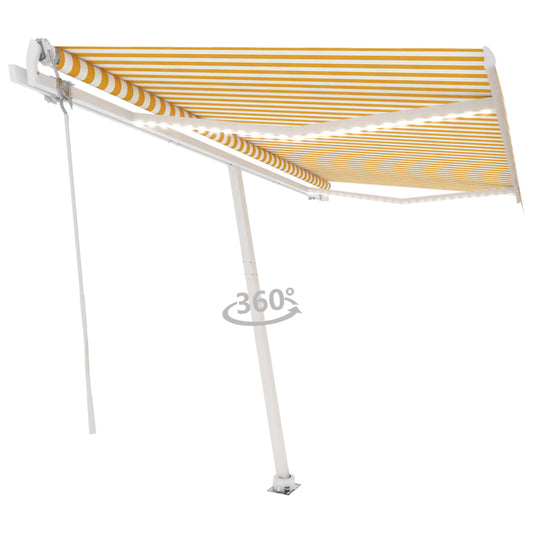 Sisäänkelattava markiisi LED/tuulisensori 400x300cm kelt./valk. - Sisustajankoti.fi