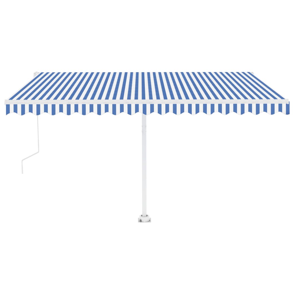 Sisäänkelattava markiisi LED/tuulisensori 400x350cm sinivalk. - Sisustajankoti.fi